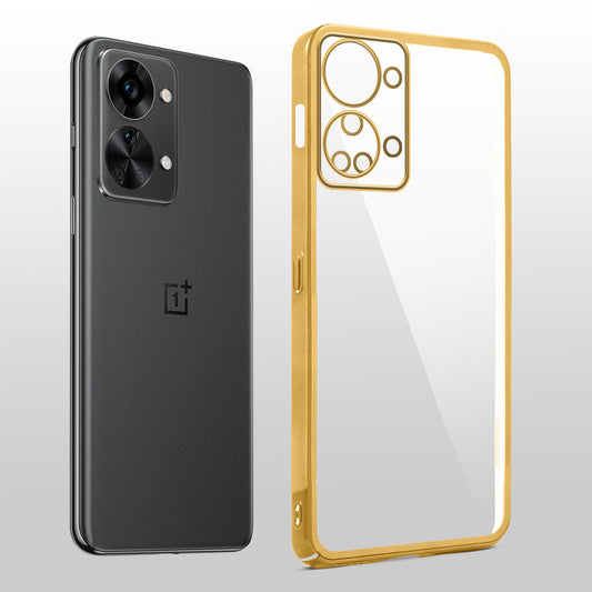 Crystal Clear Transparent Premium Shiny colorful Edges Hard Back Case For OnePlus Nord 2T 5G