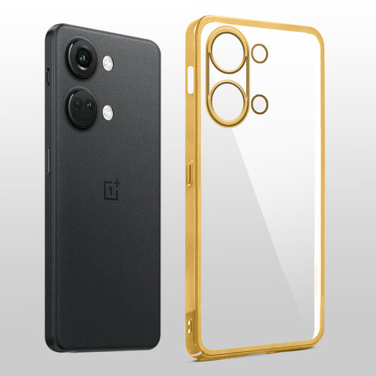 Crystal Clear Transparent Premium Shiny colorful Edges Hard Back Case For OnePlus Nord 3 5G