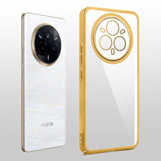 Crystal Clear Transparent Premium Shiny colorful Edges Hard Back Case For Realme 14 Pro Plus 5G