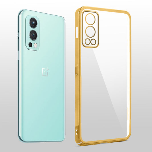 Crystal Clear Transparent Premium Shiny colorful Edges Hard Back Case For OnePlus Nord 2 5G