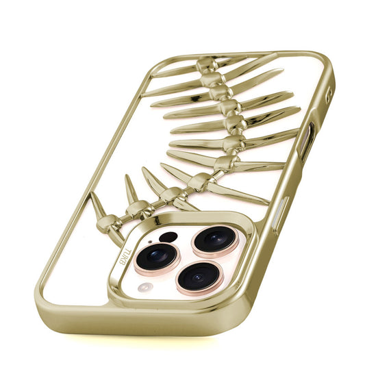 Spine Guard theme Fish Bone Textured Silicone Back Cover for Apple iPhone 16 Pro