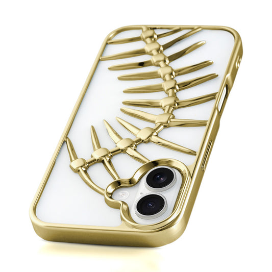 Spine Guard theme Fish Bone Textured Silicone Back Cover for Apple iPhone 16