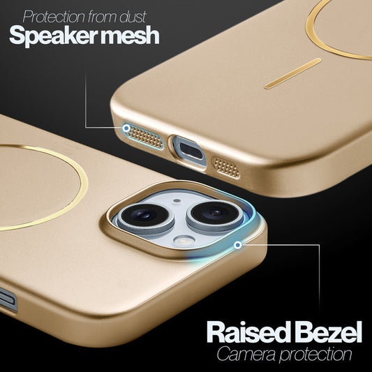 Slim Metallic Texture Wireless Charging MagSafe Case for Apple iPhone 15 Plus