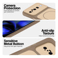Brown Phone case for Google Pixel 10 5G highlighting raised camera protection, anti-slip texture, and responsive side buttons