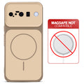 Dual tone silicone Brown phone cover for Google Pixel 10 5G showing wireless charging not supported notice