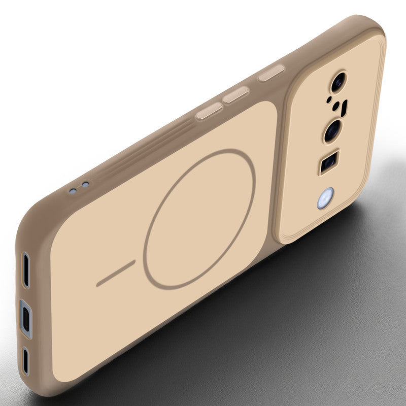 Slim silicone Brown phone case for Google Pixel 10 5G side angle view showing grip texture and precise cutouts