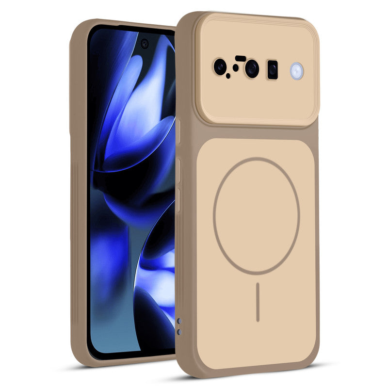 Full protective dual tone Brown silicone case for Google Pixel 10 5G showing front and back design coverage