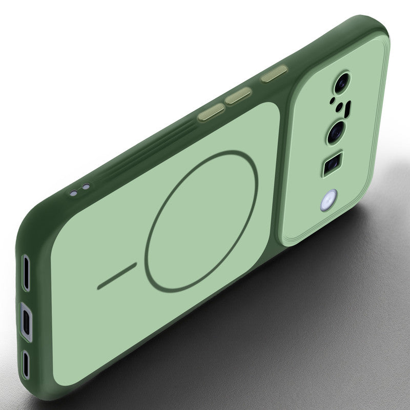 Slim silicone Green phone case for Google Pixel 10 5G side angle view showing grip texture and precise cutouts