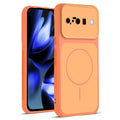 Full protective dual tone Orange silicone case for Google Pixel 10 5G showing front and back design coverage