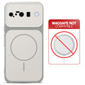 Dual tone silicone White phone cover for Google Pixel 10 5G showing wireless charging not supported notice