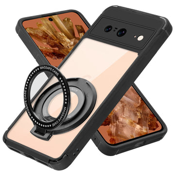 Silicone Grip Clear Case Ring Holder Kickstand For Google Pixel 8