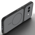 Slim silicone Black phone case for Google Pixel 9A 5G side angle view showing grip texture and precise cutouts