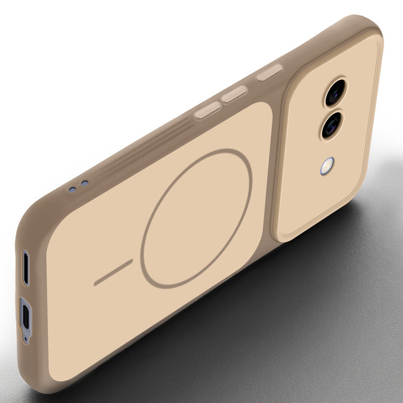 Slim silicone Brown phone case for Google Pixel 9A 5G side angle view showing grip texture and precise cutouts