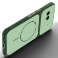 Slim silicone Green phone case for Google Pixel 9A 5G side angle view showing grip texture and precise cutouts