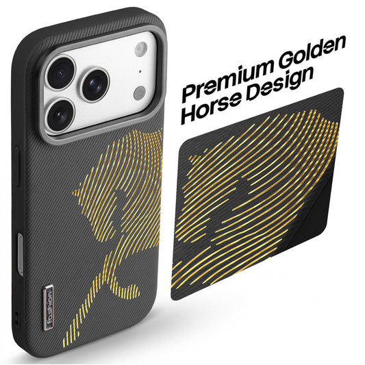 Premium Horse Textured MagSafe Case for Apple iPhone 17 Pro with Metallic Camera Protection & Microfiber Lining