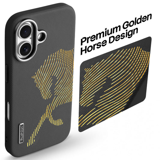 Premium Horse Textured MagSafe Case for Apple iPhone 17 with Metallic Camera Protection & Microfiber Lining