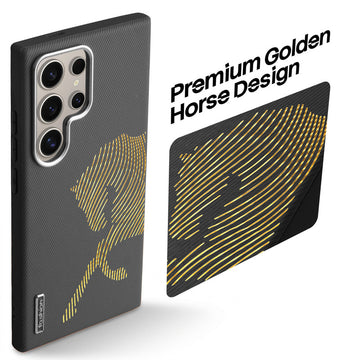 Premium Horse Textured MagSafe Case for Samsung S24 Ultra 5G with Metallic Camera Protection & Microfiber Lining