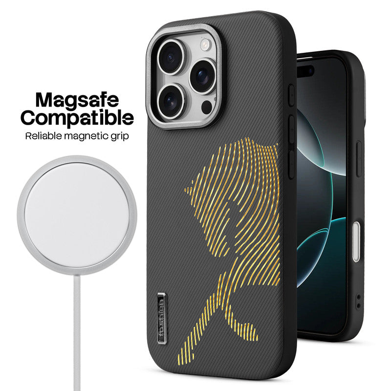 Premium Horse Textured MagSafe Case for Apple iPhone 16 Pro with Metallic Camera Protection & Microfiber Lining