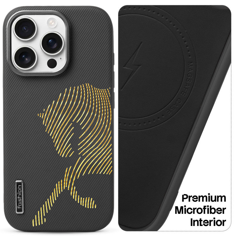 Premium Horse Textured MagSafe Case for Apple iPhone 16 Pro with Metallic Camera Protection & Microfiber Lining