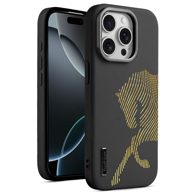 Premium Horse Textured MagSafe Case for Apple iPhone 15 Pro Max with Metallic Camera Protection & Microfiber Lining