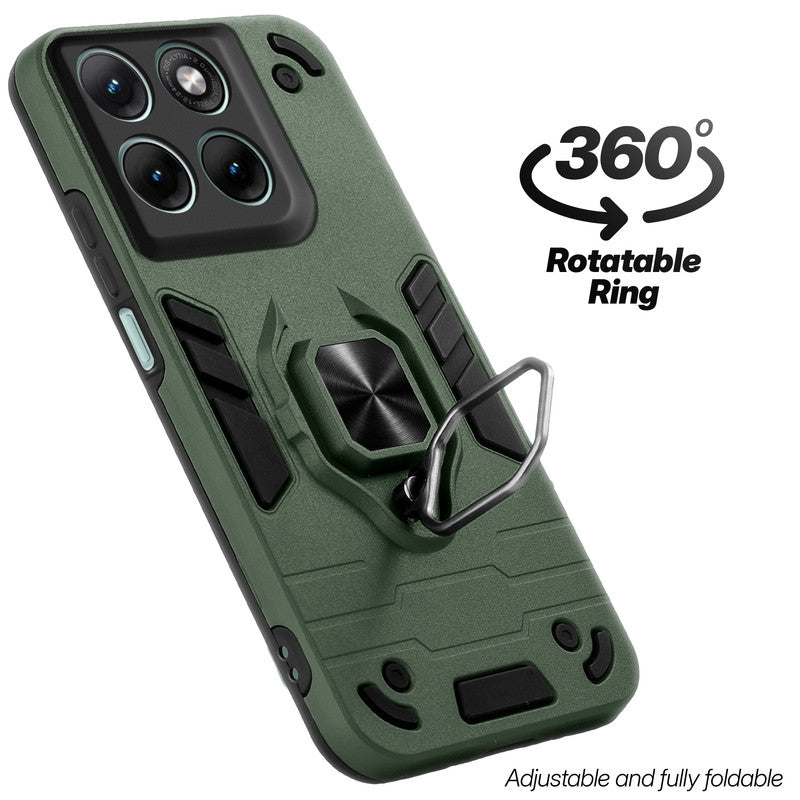 Dual layer shockproof back cover with 360° rotatable ring grip for Motorola G37 5G