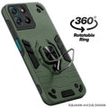 Dual layer shockproof back cover with 360° rotatable ring grip for Motorola G67 Power 5G