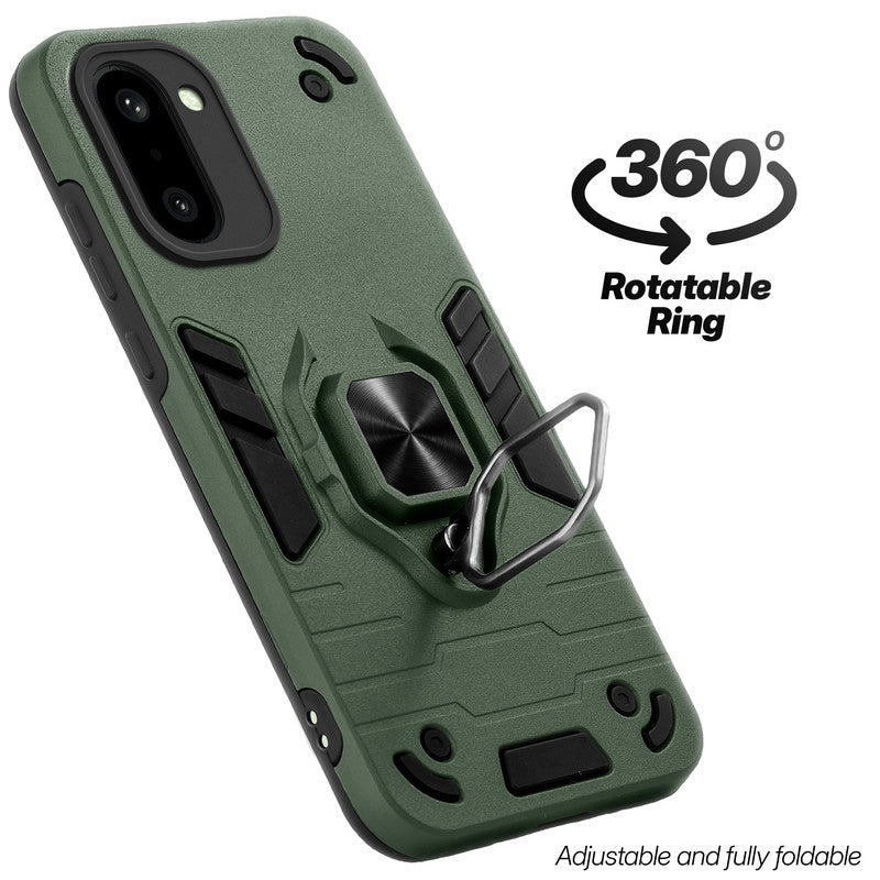 Dual layer shockproof back cover with 360° rotatable ring grip for OnePlus 15R 5G