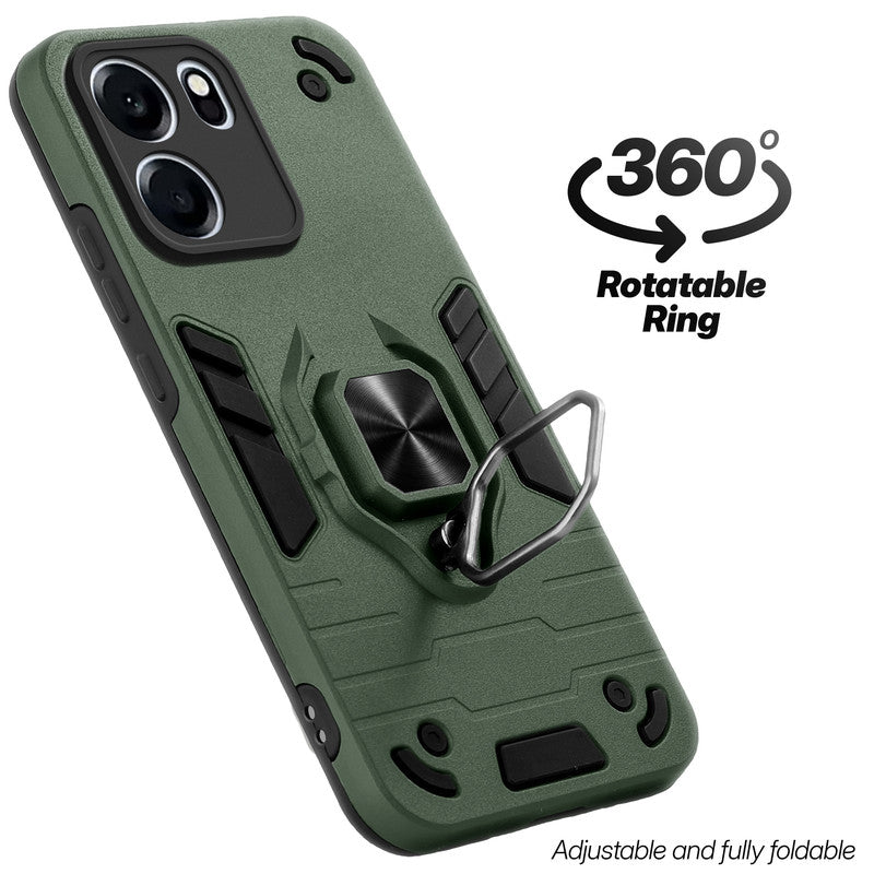 Dual layer shockproof back cover with 360° rotatable ring grip for OnePlus Nord CE 6 5G