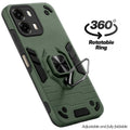 Dual layer shockproof back cover with 360° rotatable ring grip for Oppo A6 Pro 5G