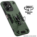 Dual layer shockproof back cover with 360° rotatable ring grip for Oppo A6C 4G