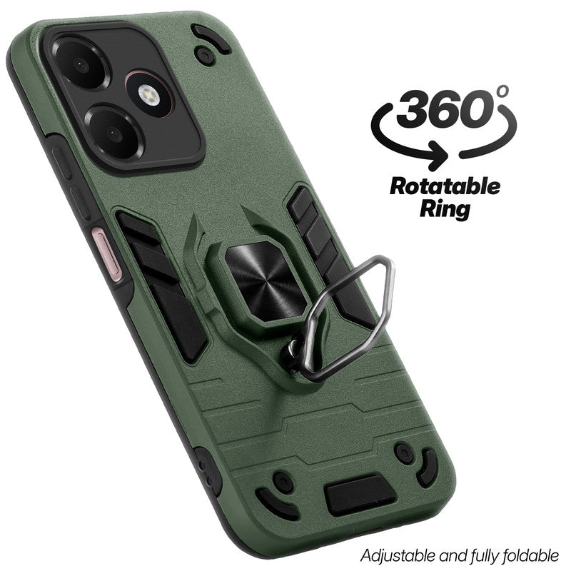 Dual layer shockproof back cover with 360° rotatable ring grip for Oppo A6C 4G
