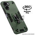 Dual layer shockproof back cover with 360° rotatable ring grip for Oppo A6x 5G