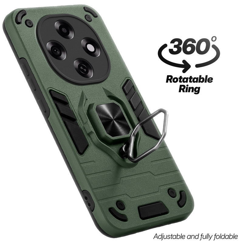 Dual layer shockproof back cover with 360° rotatable ring grip for Oppo F31 Pro 5G