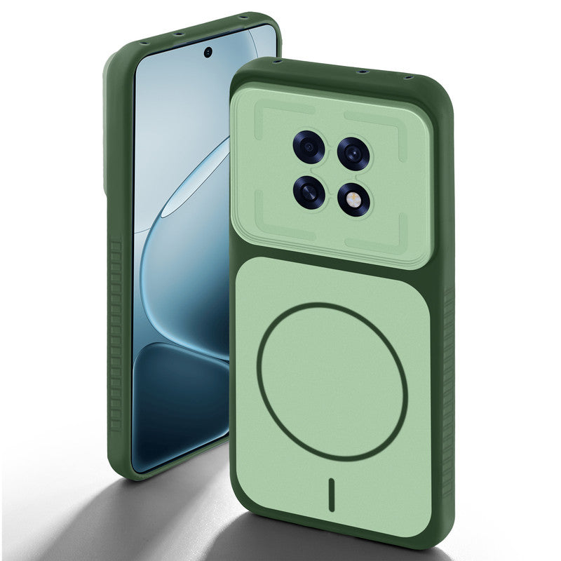 Green back cover for Oppo F31 Pro Plus 5G with camera cut protection and ring design on back side.