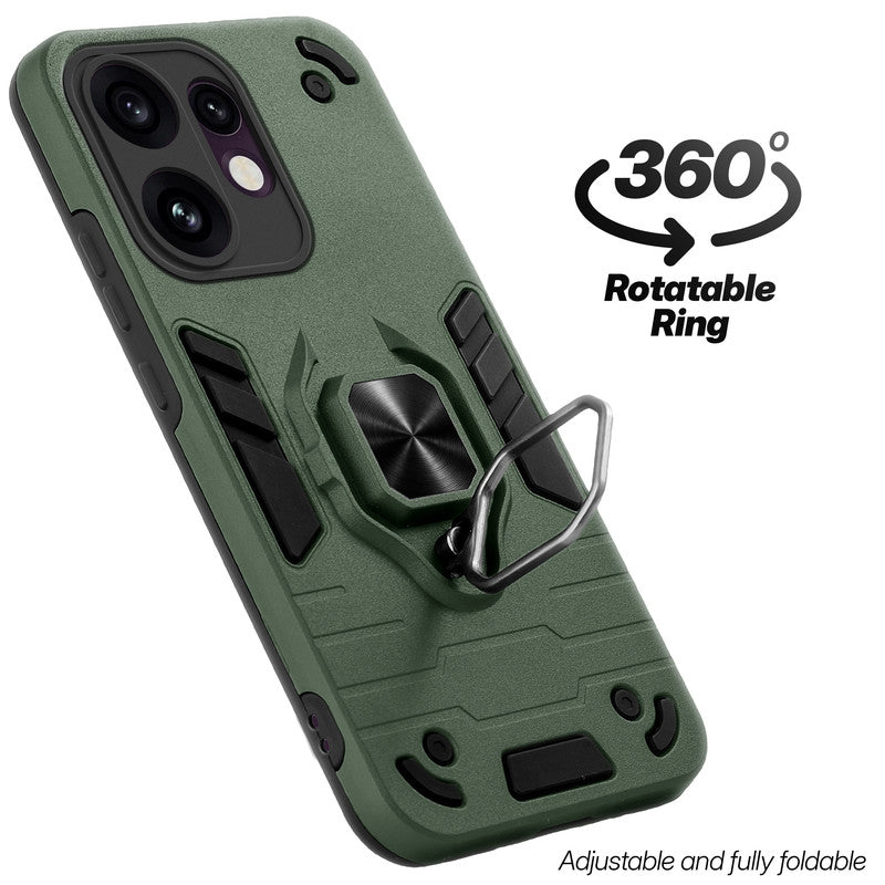 Dual layer shockproof back cover with 360° rotatable ring grip for Oppo Reno 16 5G