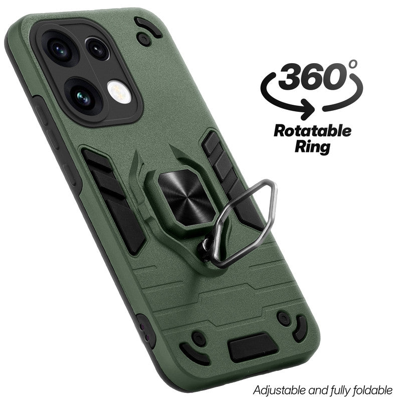 Dual layer shockproof back cover with 360° rotatable ring grip for Oppo Reno 16 Pro 5G