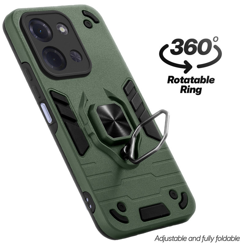 Dual layer shockproof back cover with 360° rotatable ring grip for Poco C85 5G