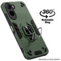 Dual layer shockproof back cover with 360° rotatable ring grip for Poco C85x 5G