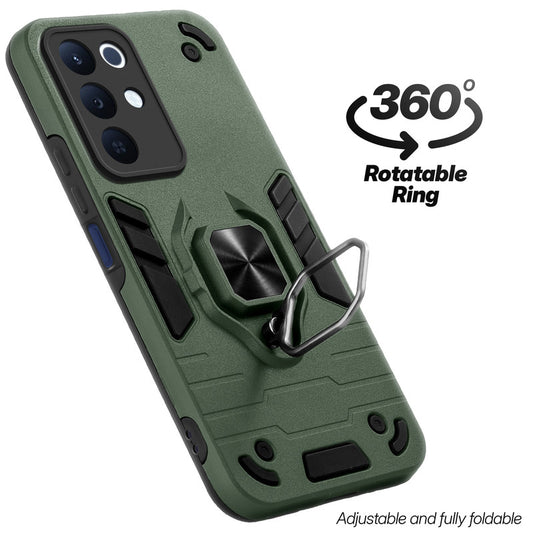Dual layer shockproof back cover with 360° rotatable ring grip for Realme 15x 5G