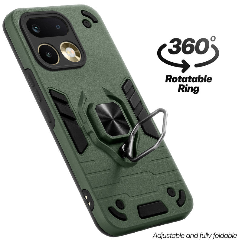 Dual layer shockproof back cover with 360° rotatable ring grip for Realme 16 Pro 5G