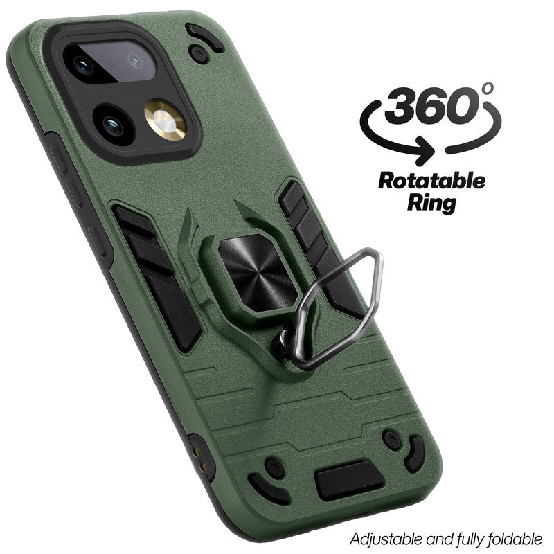 Dual layer shockproof back cover with 360° rotatable ring grip for Realme 16 Pro Plus 5G