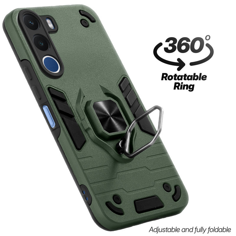 Dual layer shockproof back cover with 360° rotatable ring grip for Realme C100x 5G