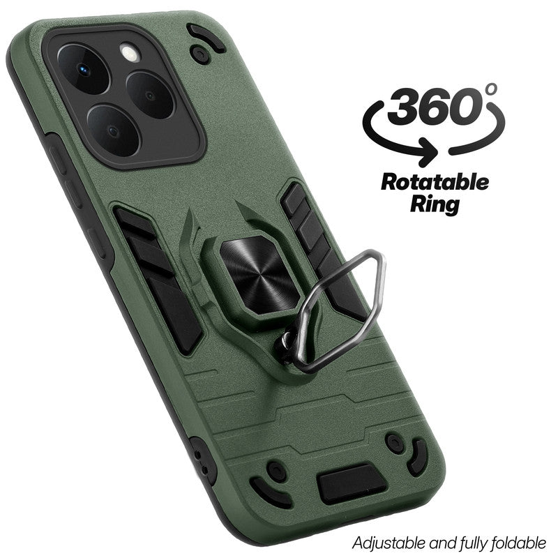 Dual layer shockproof back cover with 360° rotatable ring grip for Realme Narzo 90 5G