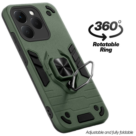 Dual layer shockproof back cover with 360° rotatable ring grip for Realme Narzo 90 5G