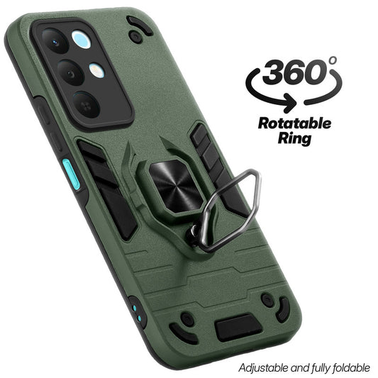 Dual layer shockproof back cover with 360° rotatable ring grip for Realme Narzo 90x 5G