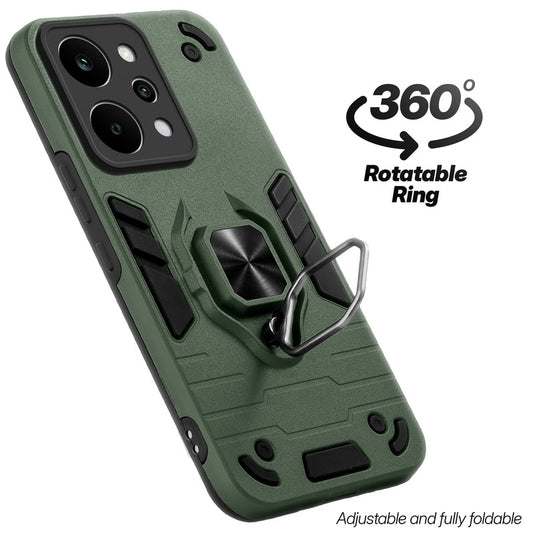 Dual layer shockproof back cover with 360° rotatable ring grip for Realme P4 Power 5G