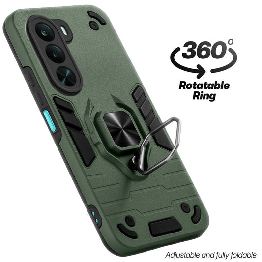Dual layer shockproof back cover with 360° rotatable ring grip for Realme P4x 5G
