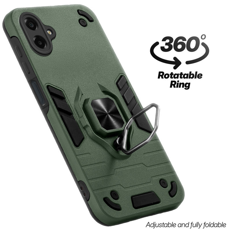 Dual layer shockproof back cover with 360° rotatable ring grip for Samsung M07