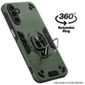 Dual layer shockproof back cover with 360° rotatable ring grip for Samsung M17 5G