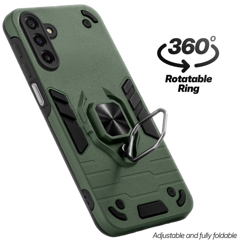 Dual layer shockproof back cover with 360° rotatable ring grip for Samsung M17 5G